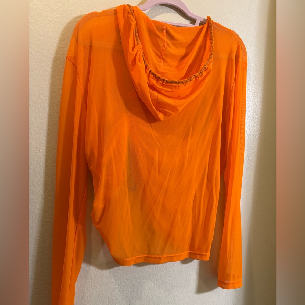 NWT Big Bottom Behavior Orange Mesh Ruched Top - Picture 4 of 4